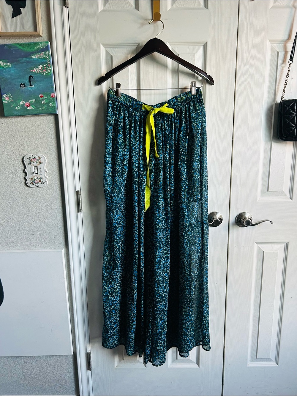 Intimately Free People blue & green sheer wide leg layering palazzo pants